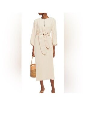 Mara Hoffman JUNE BLUSH  Long-Sleeve Midi Dress with Tie Waist size S no tag‼️